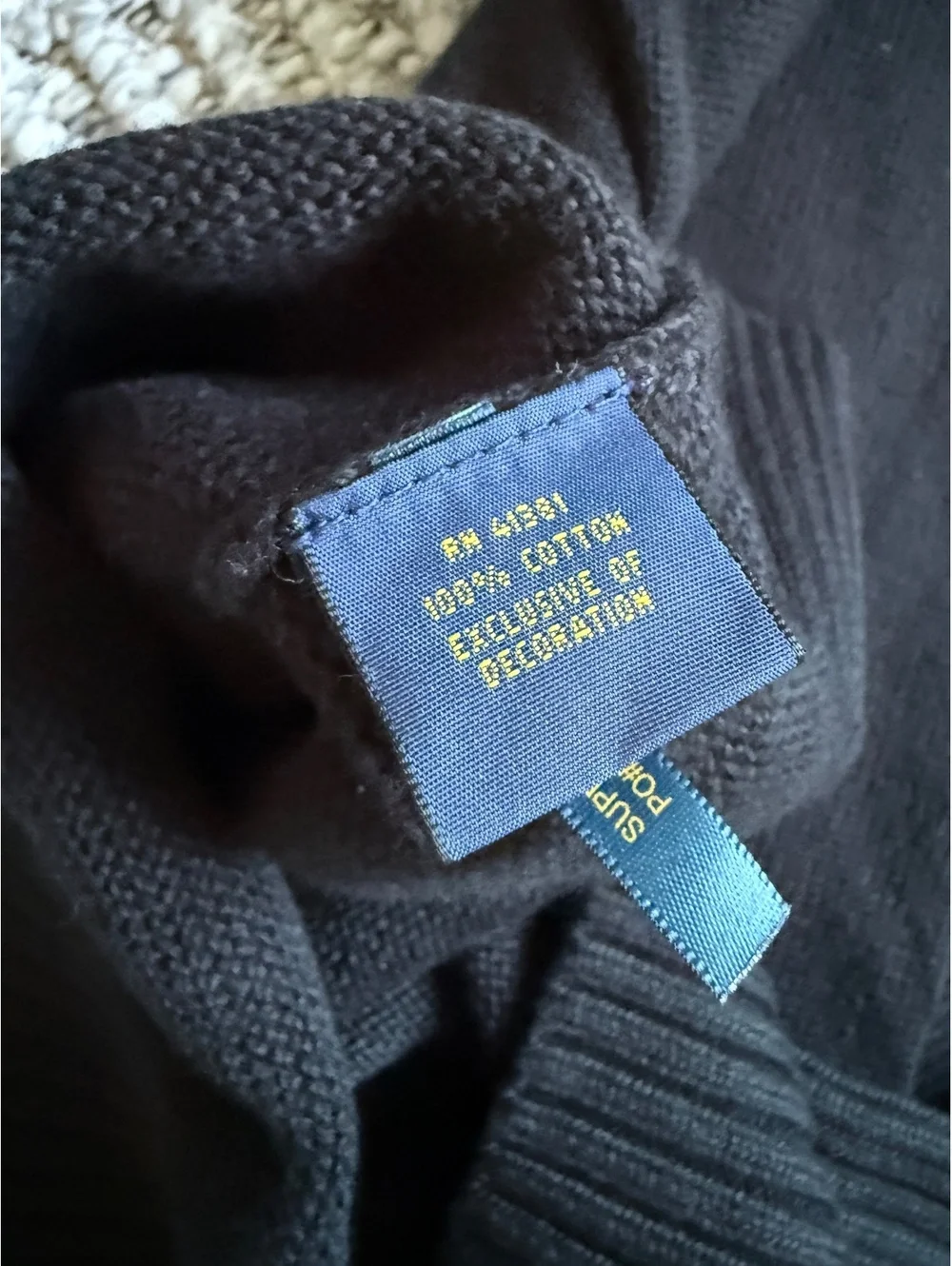 Ralph Lauren Black Wool Half-Zip Sweater/Purple Pony -NWT-Retail $165 size XL